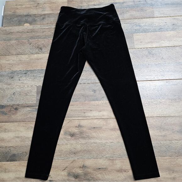 Lisse' Womens Leggings Black Velvet Pull On Skinny Leg High Rise Size Large - Picture 8 of 11